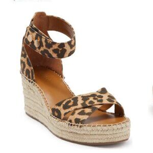 New Franco Sarto Carlotta Espadrille Wedge Heel Sandal, Leopard Print, 8